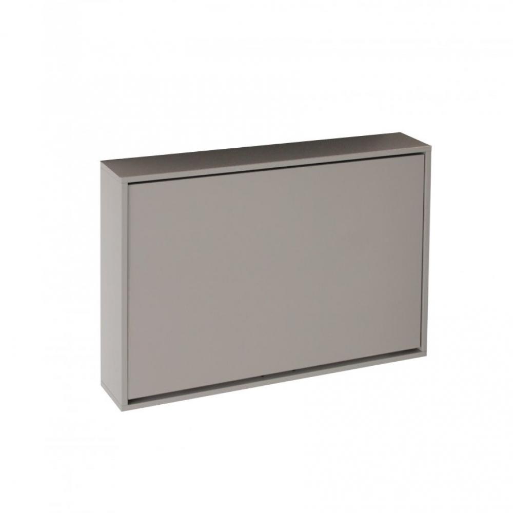 Table/bureau mural pliant BUREAU gris tourterelle avec 3 chaises ZETA blanches incluses